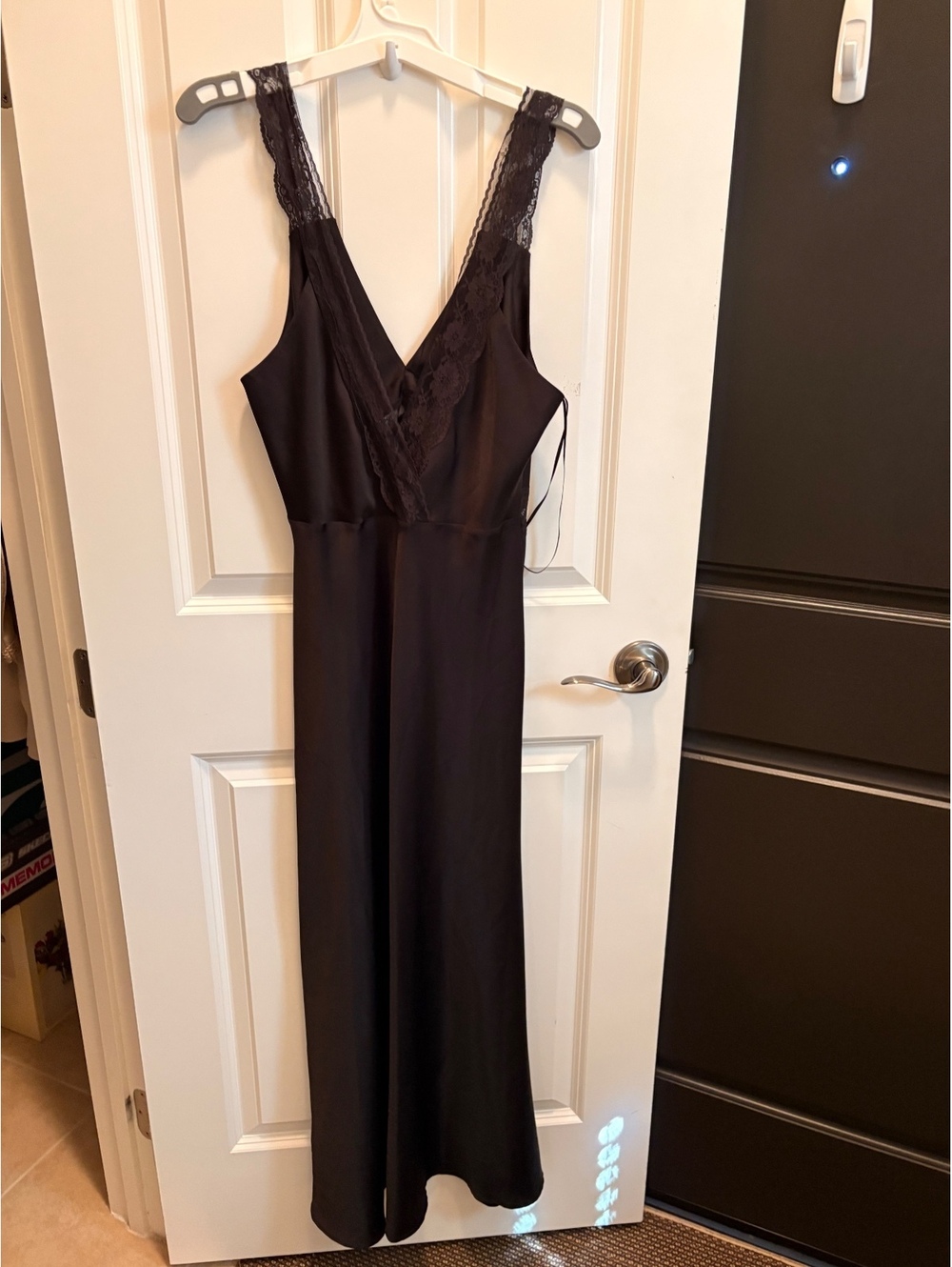 The Drop Black Slip Dress Lace Trim Parisian Chic Small NWT